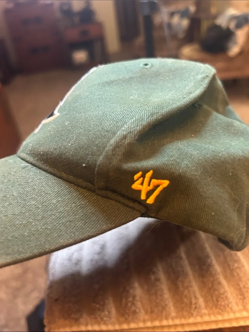 47 Olive Green Hat with Yellow Mascot Embroidery
